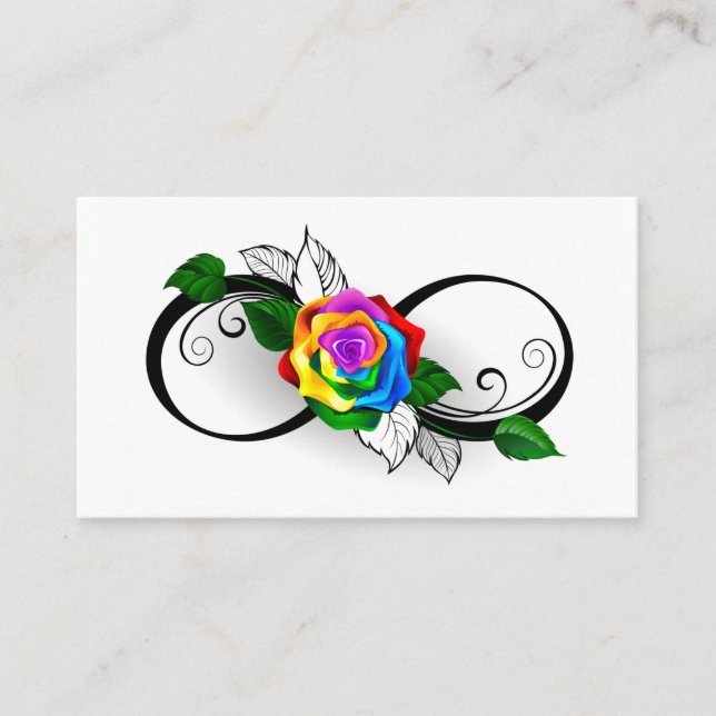 Unendlichkeitssymbol mit Rainbow-Rose Visitenkarte (Vorderseite)