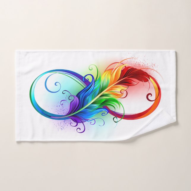 Unendlichkeitssymbol mit Regenbogen-Feder Badhandtuch Set (Handtuch)
