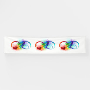 Unendlichkeitssymbol mit Regenbogen-Feder Banner