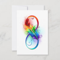 Unendlichkeitssymbol mit Regenbogen-Feder