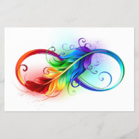 Unendlichkeitssymbol mit Regenbogen-Feder