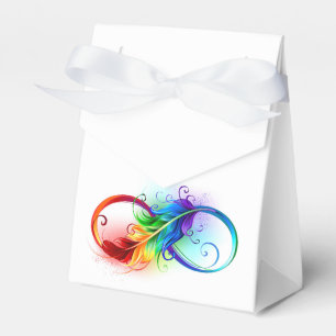 Unendlichkeitssymbol mit Regenbogen-Feder Geschenkschachtel