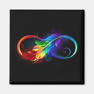 Unendlichkeitssymbol mit Regenbogen-Feder Magnet
