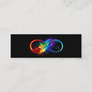 Unendlichkeitssymbol mit Regenbogen-Feder Mini Visitenkarte