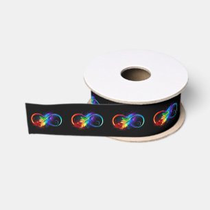 Unendlichkeitssymbol mit Regenbogen-Feder Ripsband
