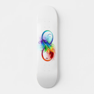 Unendlichkeitssymbol mit Regenbogen-Feder Skateboard