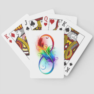 Unendlichkeitssymbol mit Regenbogen-Feder Spielkarten