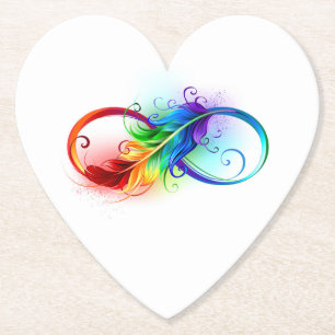 Unendlichkeitssymbol mit Regenbogen-Feder Untersetzer