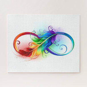 Unendlichkeitssymbol mit Regenbogenfeder