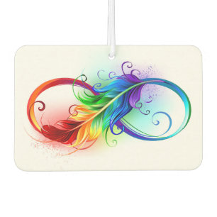 Unendlichkeitssymbol mit Regenbogenfeder Autolufterfrischer