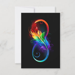 Unendlichkeitssymbol mit Regenbogenfeder Dankeskarte
