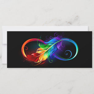 Unendlichkeitssymbol mit Regenbogenfeder Feiertagskarte