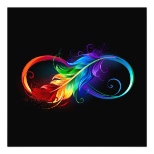 Unendlichkeitssymbol mit Regenbogenfeder Fotodruck
