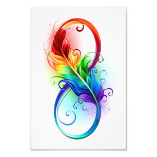 Unendlichkeitssymbol mit Regenbogenfeder Fotodruck