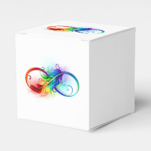 Unendlichkeitssymbol mit Regenbogenfeder Geschenkschachtel