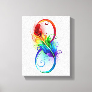 Unendlichkeitssymbol mit Regenbogenfeder Leinwanddruck