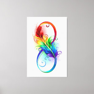 Unendlichkeitssymbol mit Regenbogenfeder Leinwanddruck