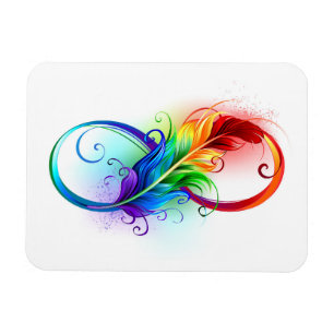 Unendlichkeitssymbol mit Regenbogenfeder Magnet