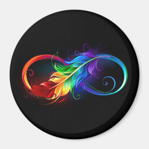 Unendlichkeitssymbol mit Regenbogenfeder Magnet
