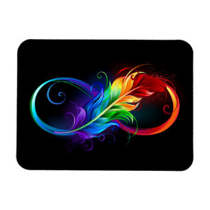 Unendlichkeitssymbol mit Regenbogenfeder Magnet