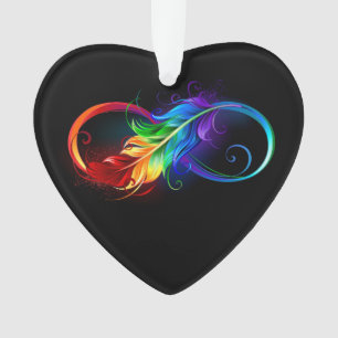 Unendlichkeitssymbol mit Regenbogenfeder Ornament