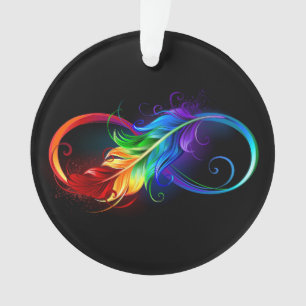 Unendlichkeitssymbol mit Regenbogenfeder Ornament