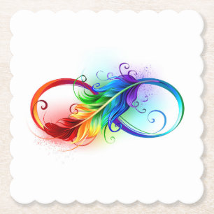 Unendlichkeitssymbol mit Regenbogenfeder Untersetzer