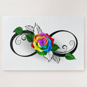 Unendlichkeitssymbol mit Regenbogenrose