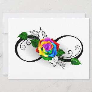 Unendlichkeitssymbol mit Regenbogenrose Ankündigung
