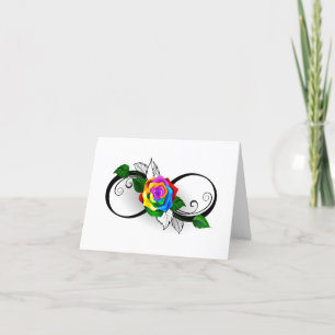 Unendlichkeitssymbol mit Regenbogenrose Dankeskarte