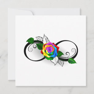 Unendlichkeitssymbol mit Regenbogenrose Dankeskarte