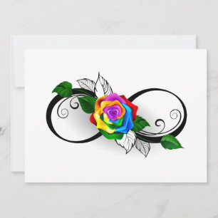 Unendlichkeitssymbol mit Regenbogenrose Einladung