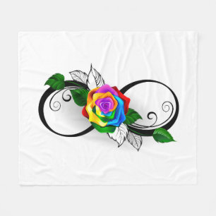 Unendlichkeitssymbol mit Regenbogenrose Fleecedecke