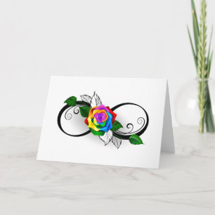 Unendlichkeitssymbol mit Regenbogenrose Karte