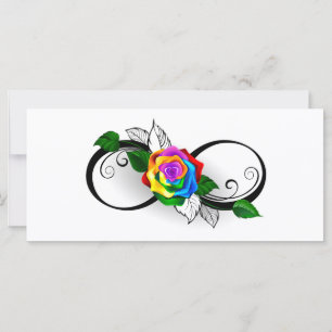 Unendlichkeitssymbol mit Regenbogenrose Karte