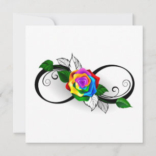 Unendlichkeitssymbol mit Regenbogenrose Karte