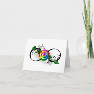Unendlichkeitssymbol mit Regenbogenrose Karte