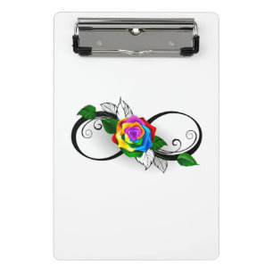 Unendlichkeitssymbol mit Regenbogenrose Mini Klemmbrett