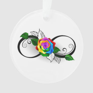 Unendlichkeitssymbol mit Regenbogenrose Ornament