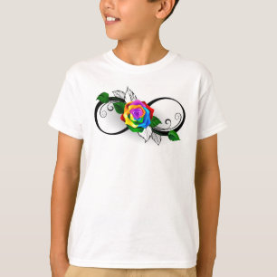 Unendlichkeitssymbol mit Regenbogenrose T-Shirt