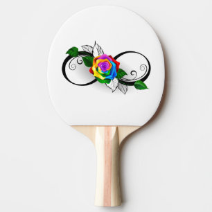 Unendlichkeitssymbol mit Regenbogenrose Tischtennis Schläger