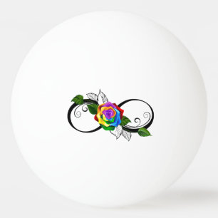Unendlichkeitssymbol mit Regenbogenrose Tischtennisball