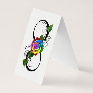 Unendlichkeitssymbol mit Regenbogenrose Visitenkarten