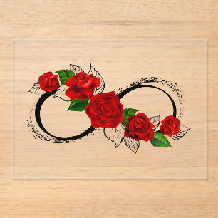 Unendlichkeitssymbol mit Rote Rosen Acryleinladungen