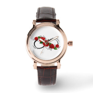Unendlichkeitssymbol mit Rote Rosen Armbanduhr