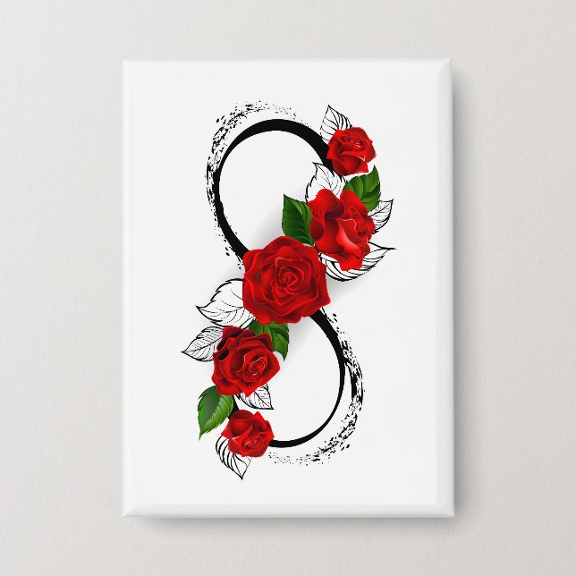 Unendlichkeitssymbol mit Rote Rosen Button (Vorderseite)