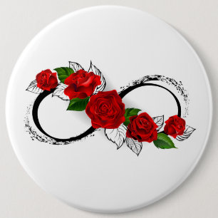 Unendlichkeitssymbol mit Rote Rosen Button