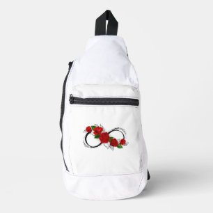 Unendlichkeitssymbol mit Rote Rosen Crossbody Bag