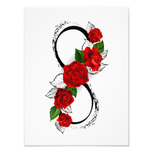 Unendlichkeitssymbol mit Rote Rosen Fotodruck