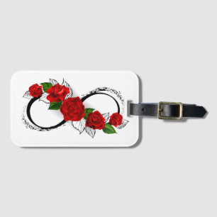 Unendlichkeitssymbol mit Rote Rosen Gepäckanhänger